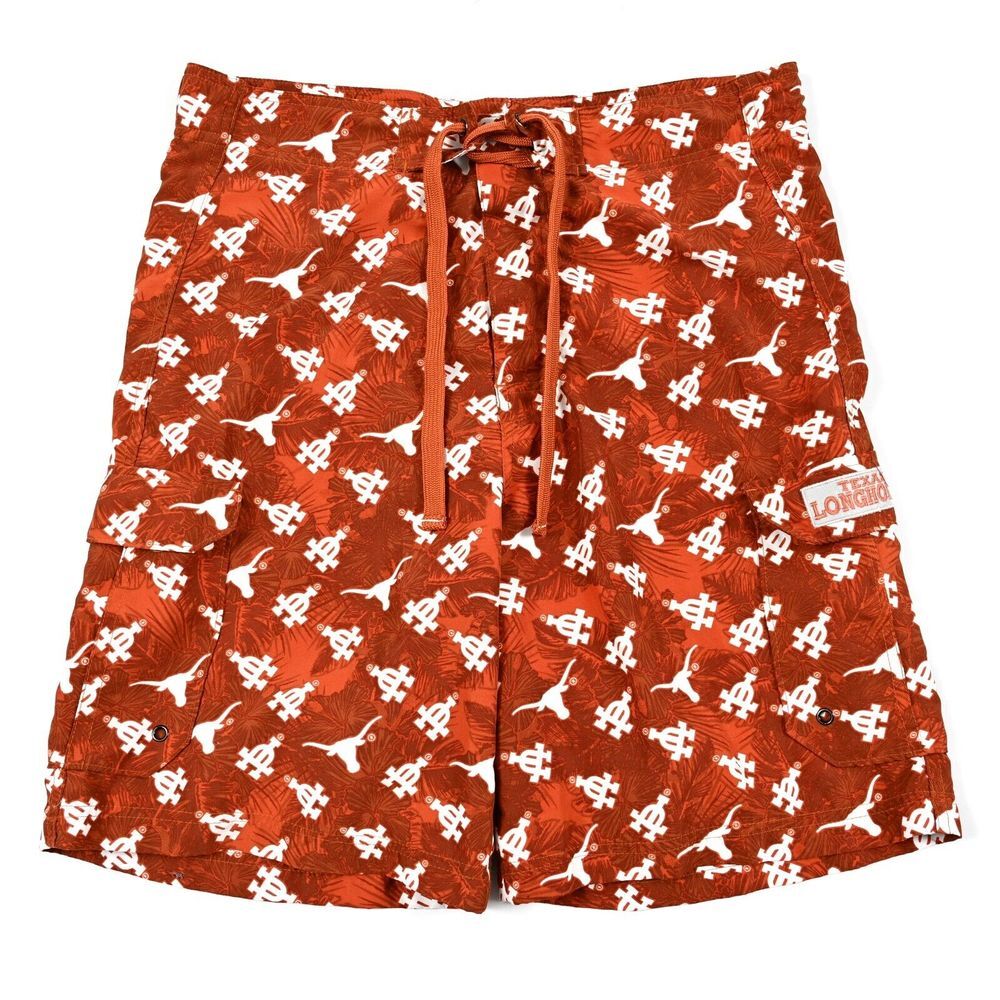 Texas Longhorn Hawaiian Board Shorts Swim Logo All Over‎ Print Lined Size Small